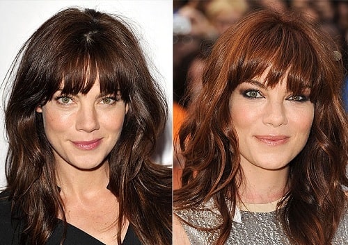 A picture of Michelle Monaghan before (left) and after (right).